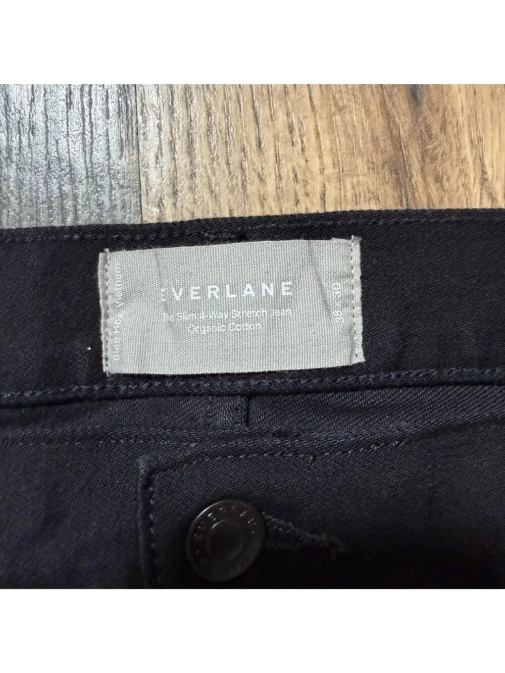 Everlane The Slim 4-Way Stretch Organic Jean | Uniform Black Size 38x30 NWT